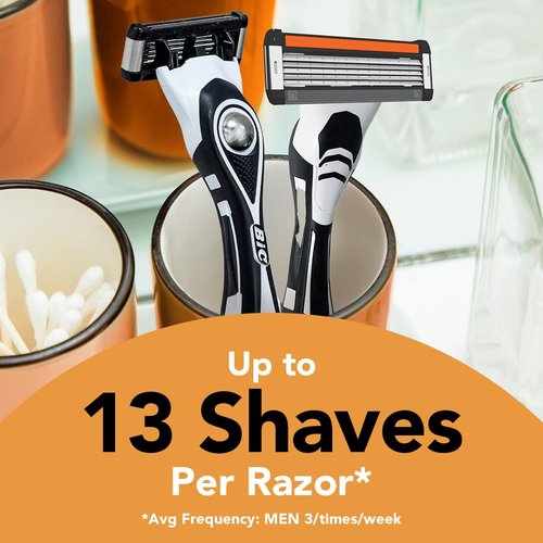 BIC Flex 5 Refillable Razors - Long-Lasting 5 Blade Shaving Kit for Men | 1 Handle & 7 Cartridges