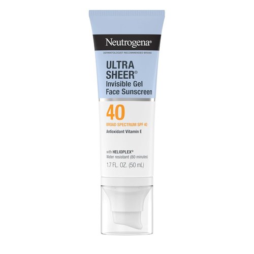 Neutrogena Ultra Sheer Gel Sunscreen SPF 40 - Matte Finish Facial Moisturizer | Travel Size, 1.7 oz