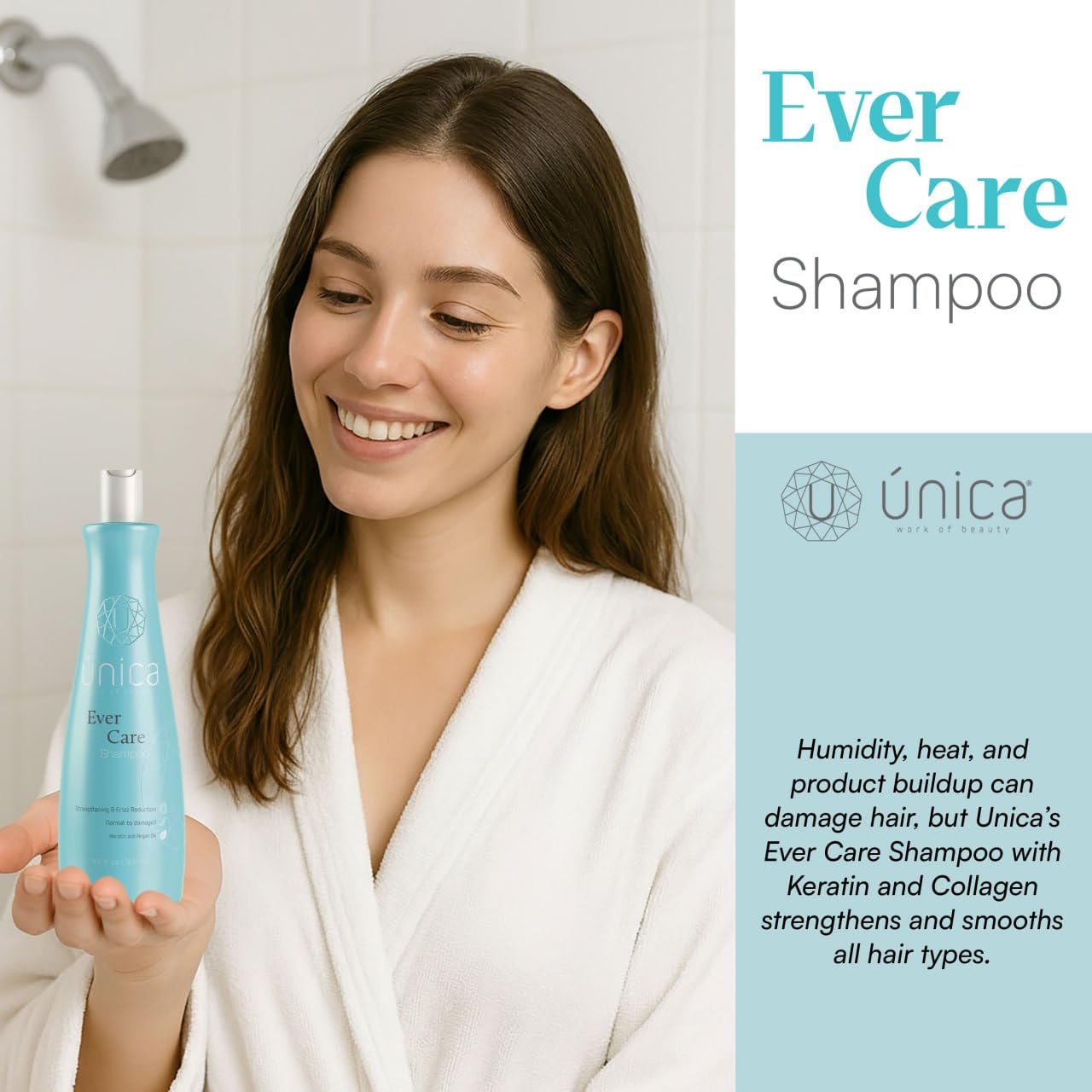 UNICA Smoothing Shampoo - Keratin, Collagen & Argan Oil for Frizz Control & Hydration | 10 oz