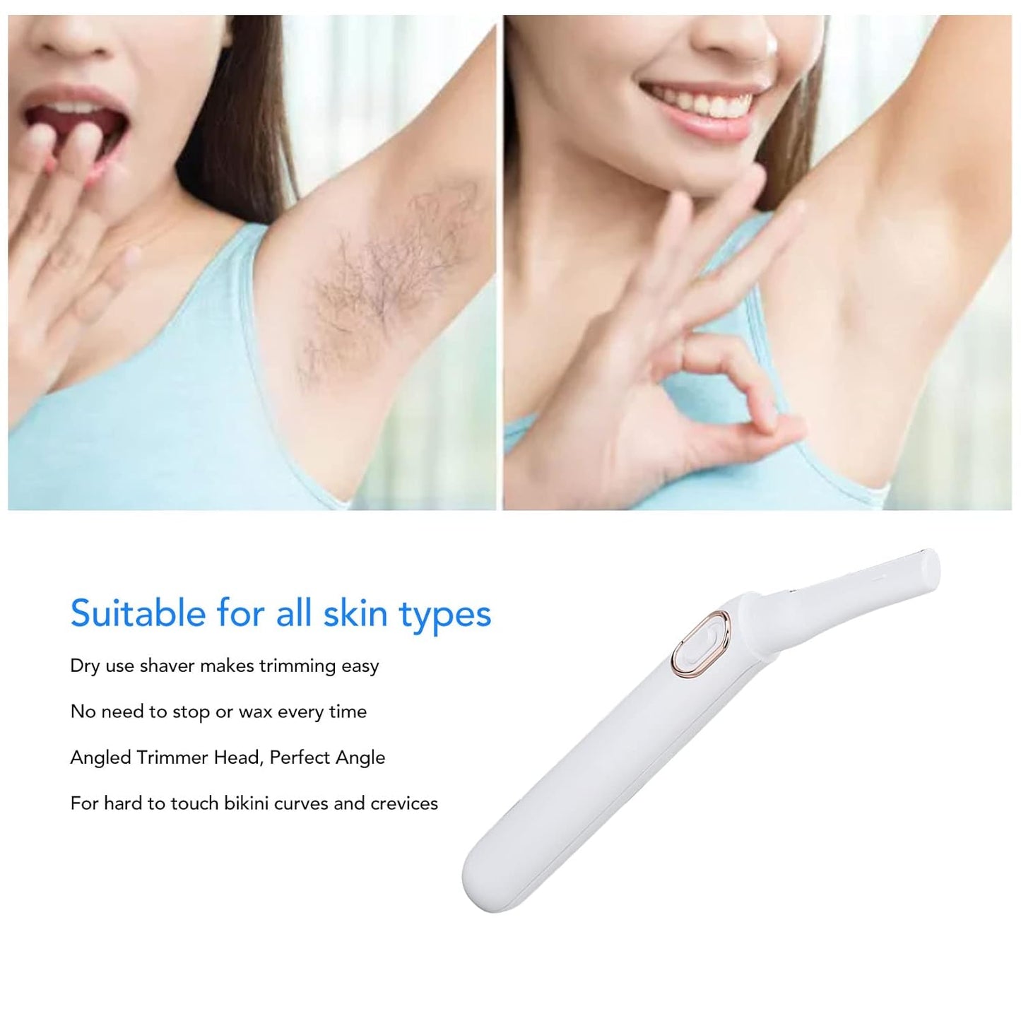 Skiennix Bikini Trimmer for Women - Portable Electric Shaver with LED Light for Gentle Grooming
