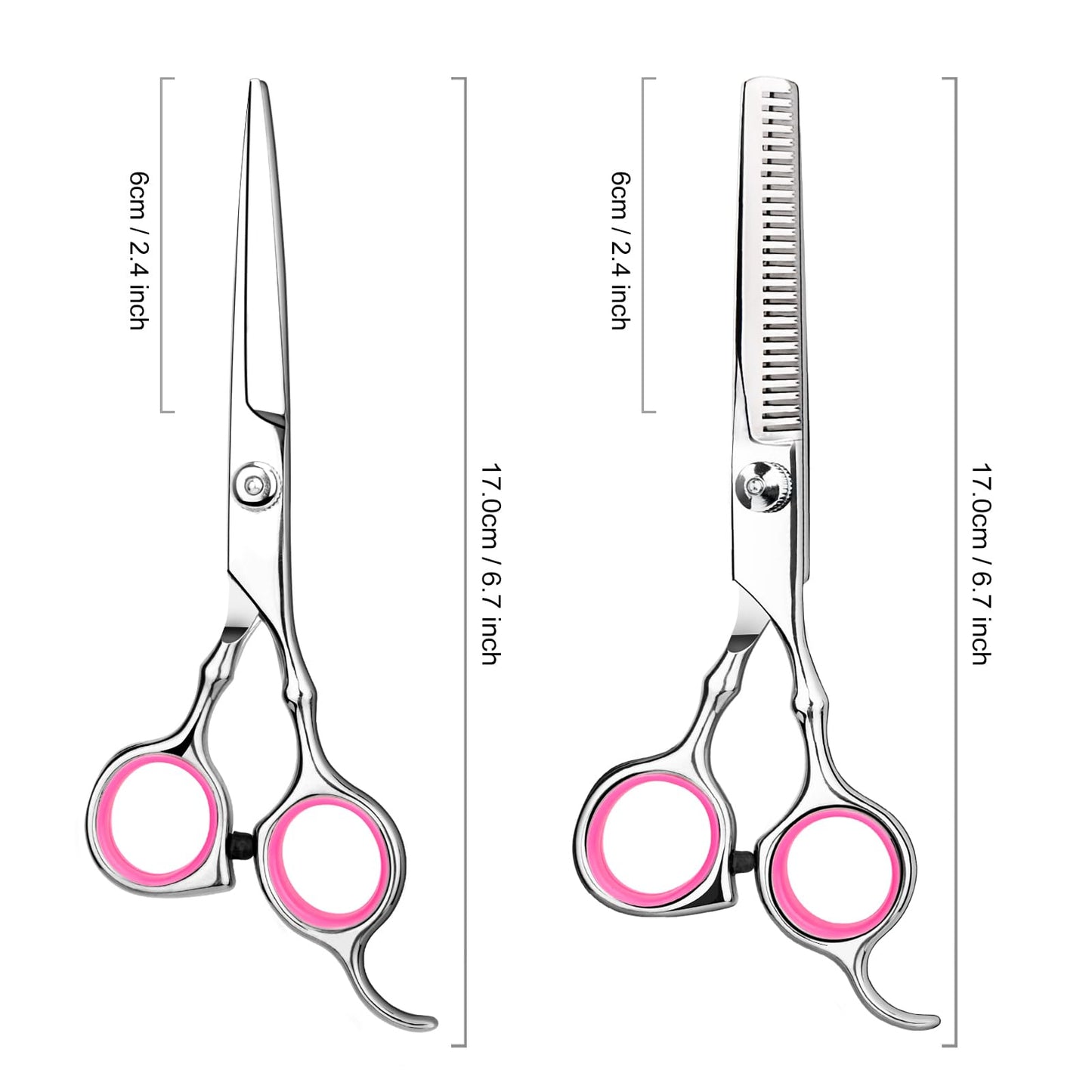 Professional Home Hair Cutting Kit - Quality Home Haircutting Scissors Barber/Salon/Home Thinning Shears Kit with Comb and Case for Men and Women (Pink)