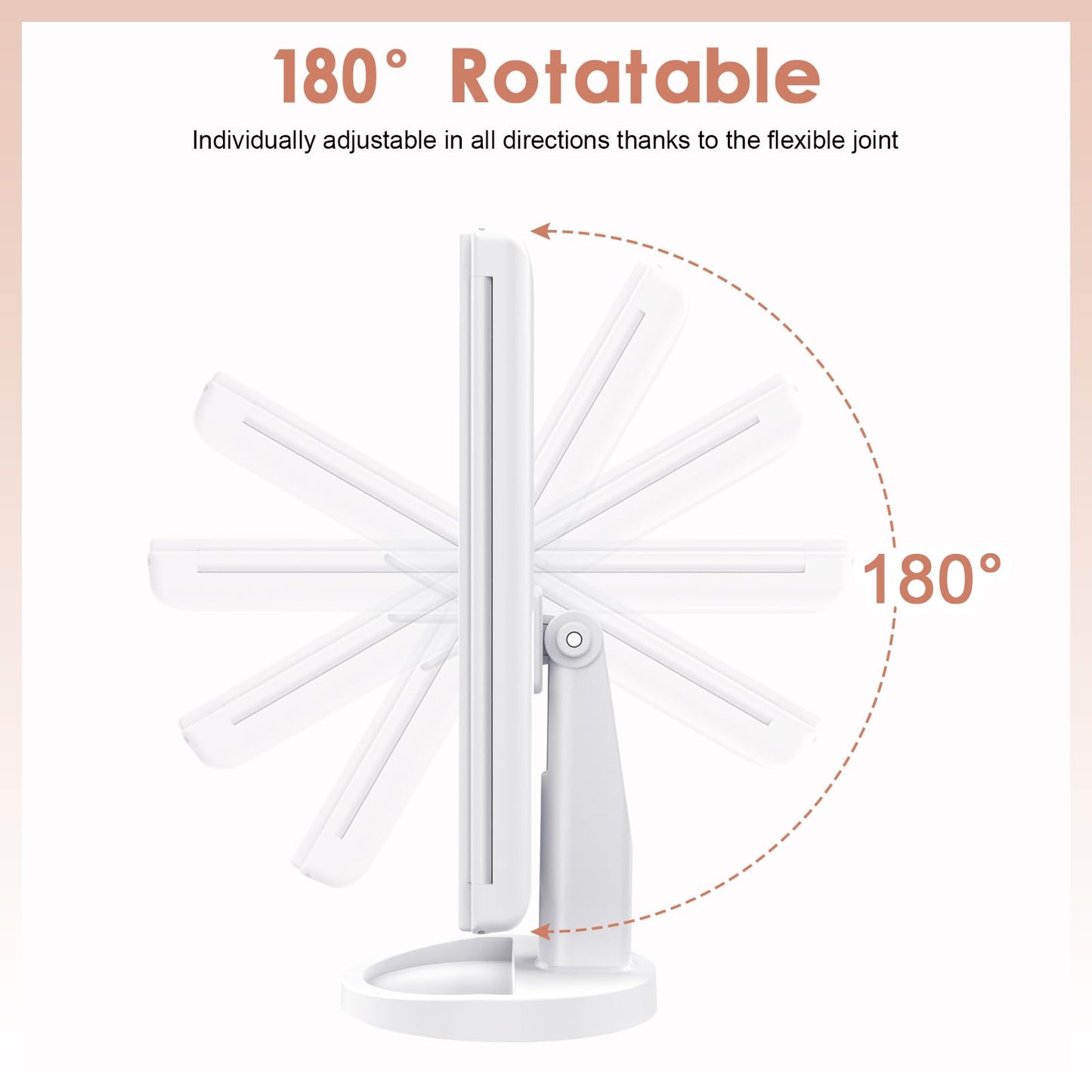 WEILY Makeup Vanity Mirror with 21 LED Lights and Touch Screen, Tri-Fold 1x 2X 3X Magnification,180° Adjustable Rotation and USB Powered,Countertop Cosmetic Mirror (White)