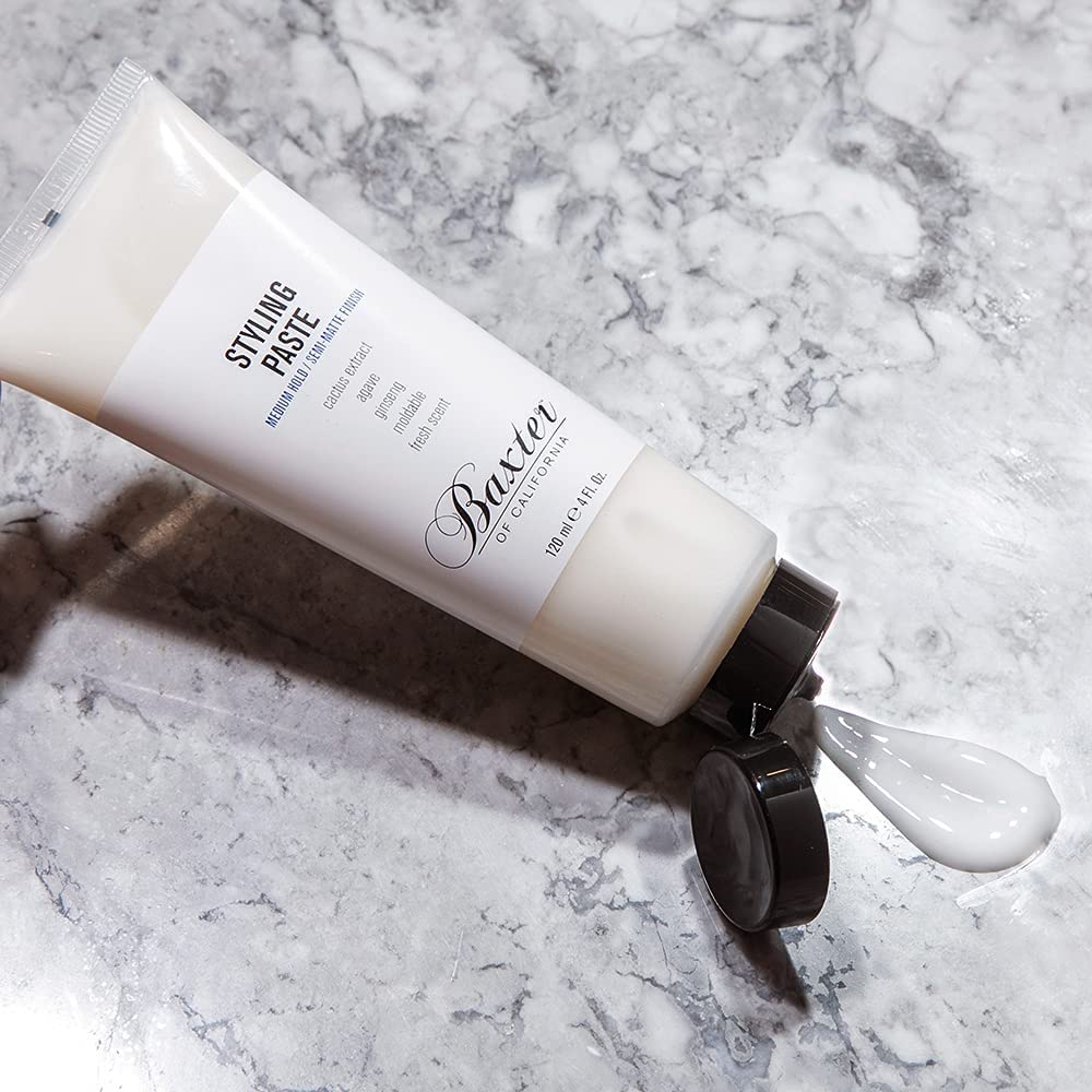 Baxter of California Styling Paste - Medium Hold & Semi-Matte Finish Hair Cream | 4 Fl Oz with Cactus Extract
