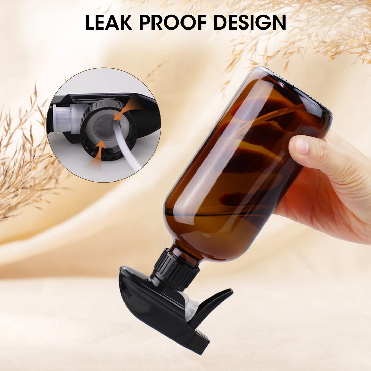 Wedama Amber Glass Spray Bottles - 16 oz Refillable Spray Bottle for Cleaning & Essential Oils | Adjustable Nozzles