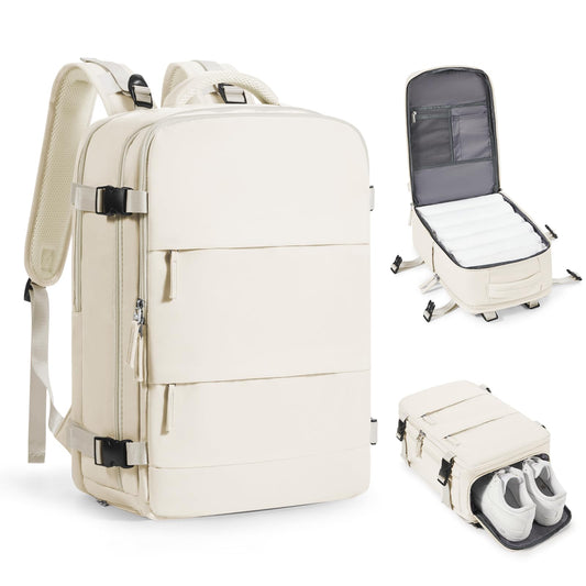 coofay Travel Backpack Carry on Flight Approved Mochila De Viaje Personal Item Backpack for Airlines Frontier Airlines Personal Item Bag Large Backpack for Travel Backpacks for Men Women Beige