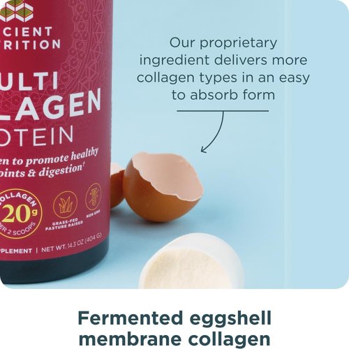 Ancient Nutrition Collagen Peptides Powder - Multi Collagen Protein with Vitamin C & Probiotics | Unflavored, 40 Servings