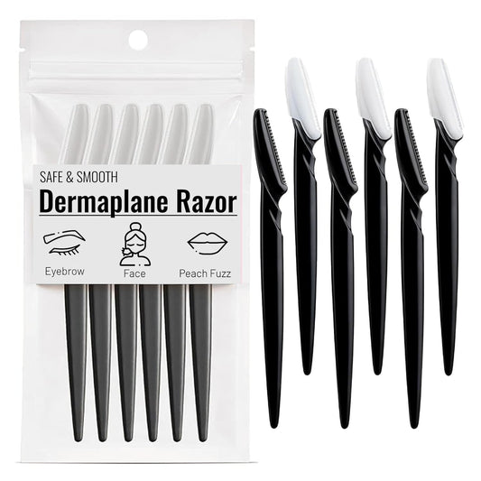 Skiennix Dermaplane Razor for Women - Exfoliating Facial Tool for Smoother Skin | Black, 6 Pcs
