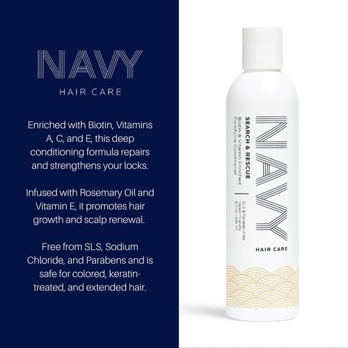 NAVY Hair Care Search and Rescue Conditioner - Biotin & Rosemary Oil for Hair Growth | 8 oz, SLS & Paraben Free