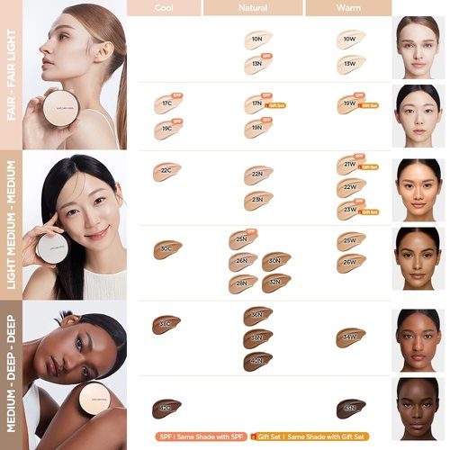JUNG SAEM MOOL Essential Skin Nuder Cushion | Natural Finish, Buildable Coverage Cushion Foundation by Korean Makeup Artist (Mini, 0.17 Fl Oz), 13N Fair