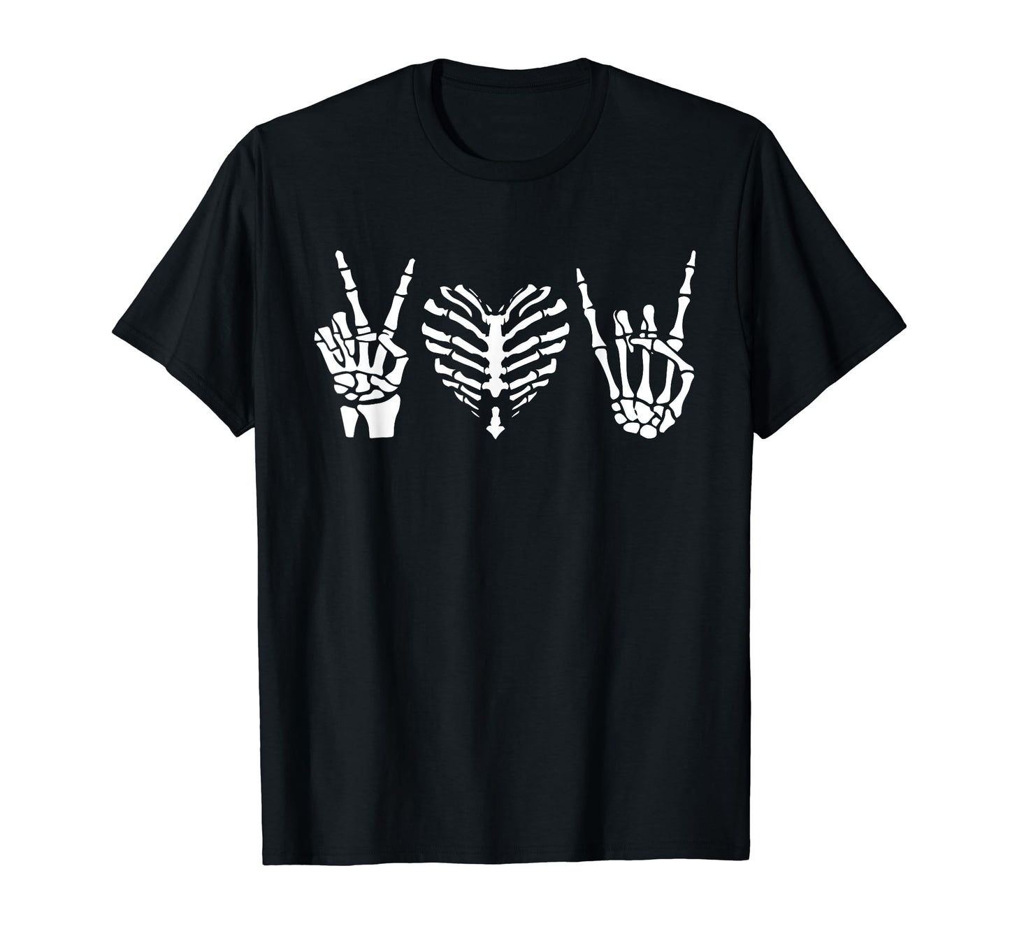 Skeleton Rock hand Lazy Halloween Costume Rib Cage Heart T-Shirt