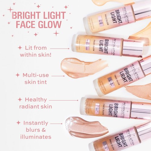 Revolution Beauty London, Bright Light Face Glow, Lightweight & Brightening Multi-Use Skin Tint, Illuminating and Natural Glow Finish, Radiance Tan, 0.77 Fl. Oz