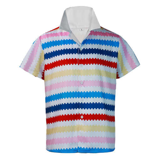 Men‘s 80s Rainbow Striped T-Shirt for Allan Adult,Short Sleeve Retro Casual Beach Outfit Top Shirt Hawaiian Halloween Cosplay (Rainbow, XL)