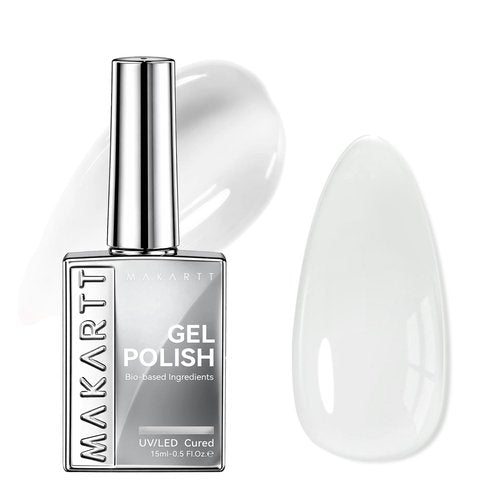 Makartt Milky White Gel Nail Polish: 15ML Hema-Free Neutral Jelly White Nail Polish Sheer Translucent Effect Soak Off UV LED Nail Art Manicure DIY Home Salon Gift for Women
