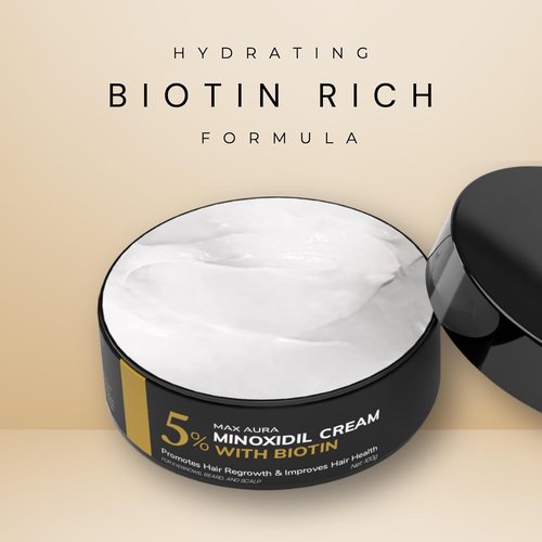 MAX AURA Minoxidil Cream - 5% Extra Strength Treatment for Thinning Hair in Men | Biotin-Infused Formula