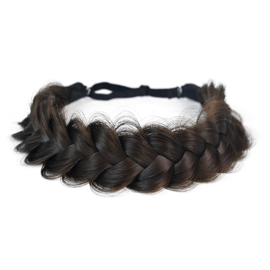 TOECWEGR Synthetic Hair Braided Headband Classic Wide Strands Wedding Disorderly Fluffy Braids Wig Band Women Beauty Accessory