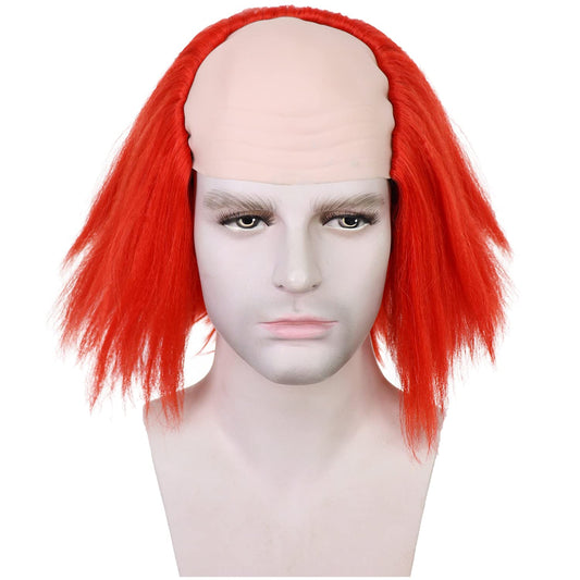 HUNIGIR Clown Wig Bald Red Wig Short Fluffy Wig Red Bald Head Wig Heat Resistant Synthetic Halloween Party Cosplay Costume Wig (Red)