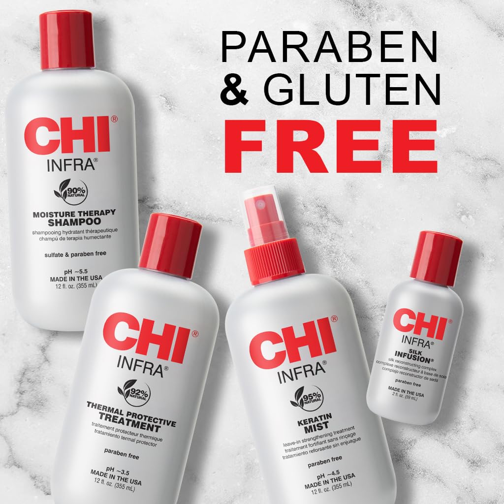 CHI Home Stylist Kit - 12 Oz Infra Shampoo, Treatment & Keratin Mist | Sulfate-Free & Cruelty-Free