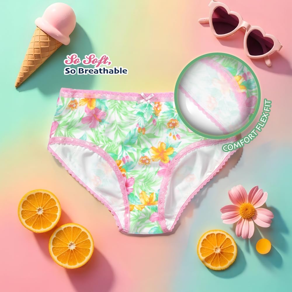 Tommy Bahama Girls Cotton Briefs - Tagless 5-Pack Panties for Kids & Toddlers | Comfortable Fit