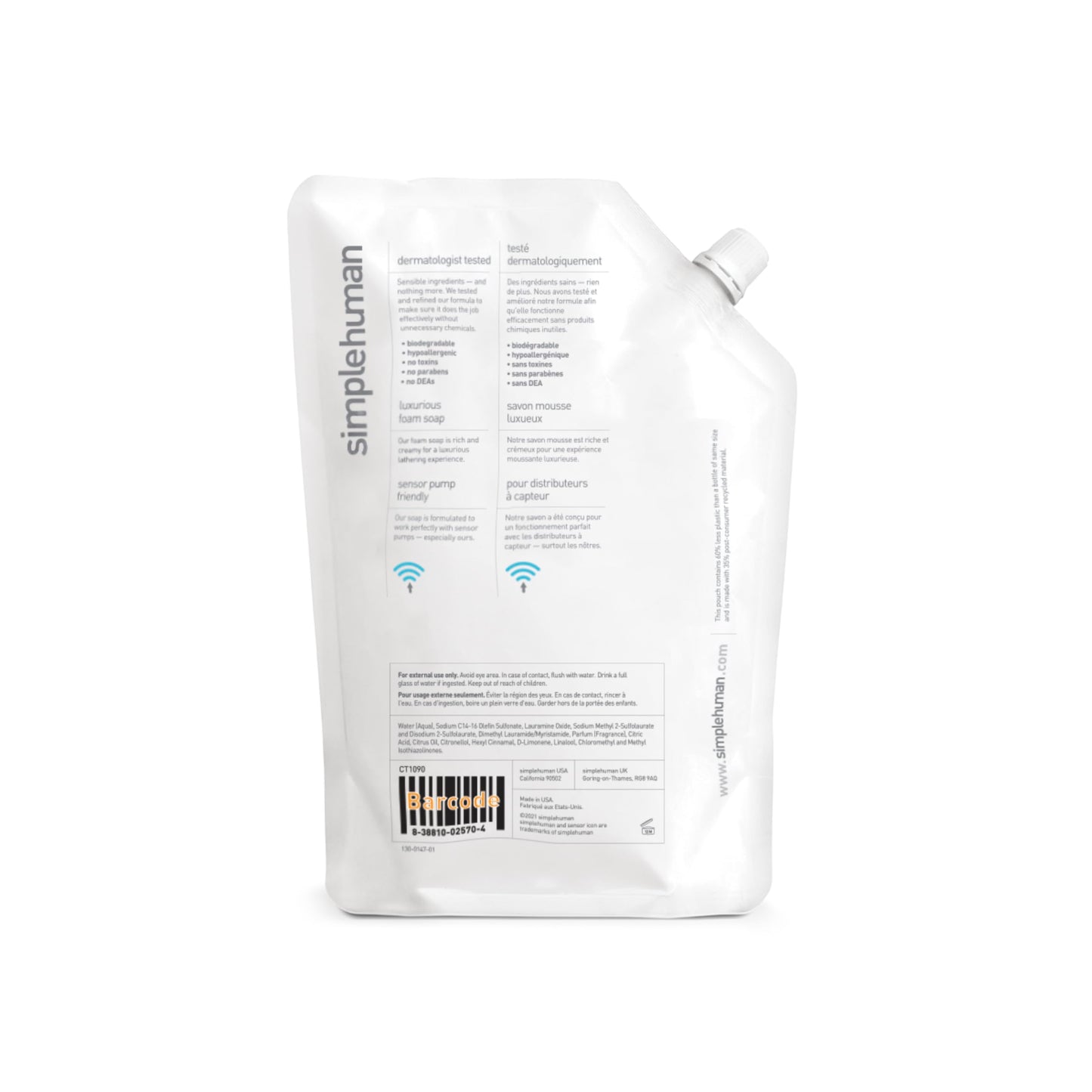 simplehuman Citrus Blossom Dish Soap Refill Pouch, 34 Fl Oz.