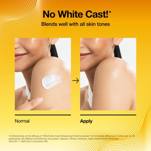 Anua Zero-Cast Moisturizing Sunscreen SPF 50 - Glow Natural Formula with Hyaluronic Acid & Niacinamide | 1.69 fl oz