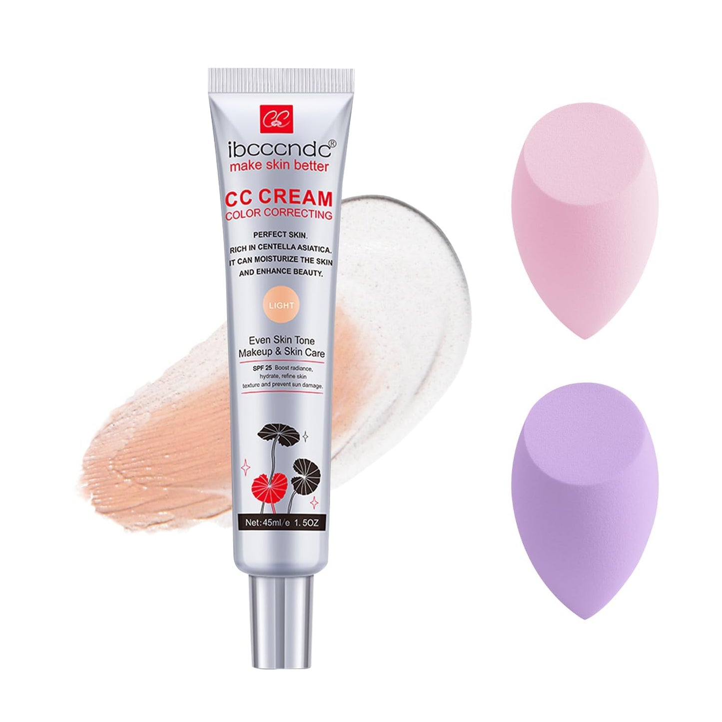 Skiennix Color Correcting CC Cream Foundation - Moisturizing & Waterproof with SPF 25 | Light Shade