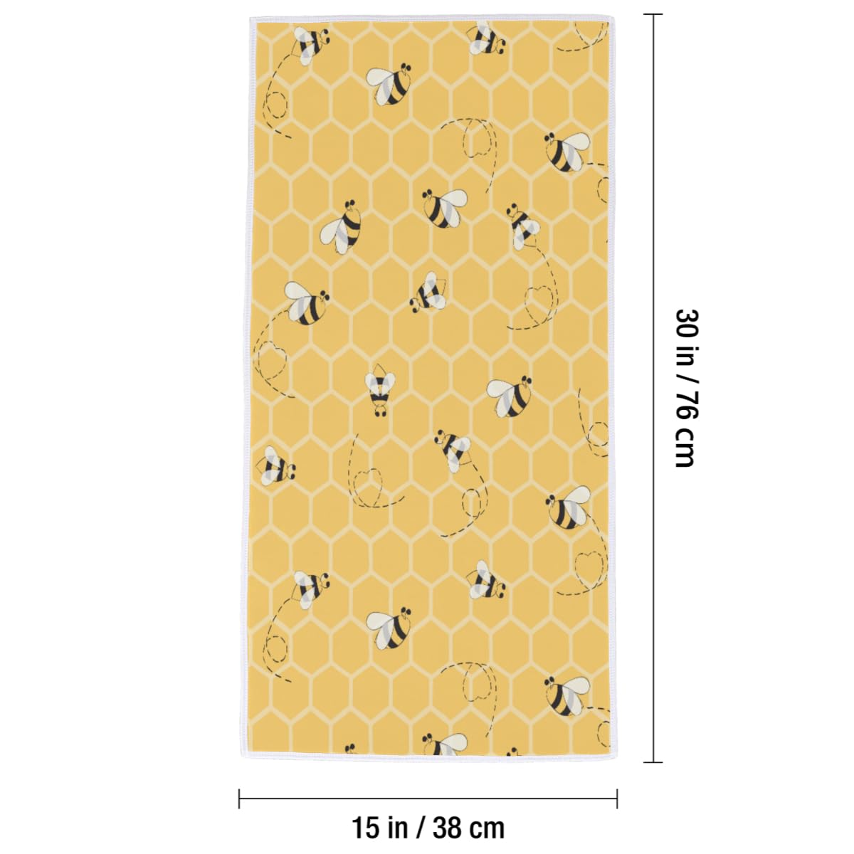 Vhcawsu Yellow Bees Honeycomb Hand Towel Bath Towels Soft Bathroom Hair Drying Towels Highly Absorbent Fingertip Towel for Spa Gym Sport 16"x30"