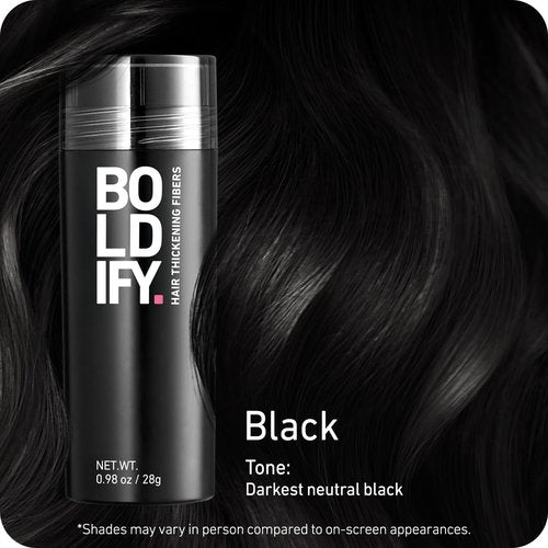 BOLDIFY Hair Fibers - Instantly Thicker Look for Thinning Hair | 28g - Black, 14 Shades Available