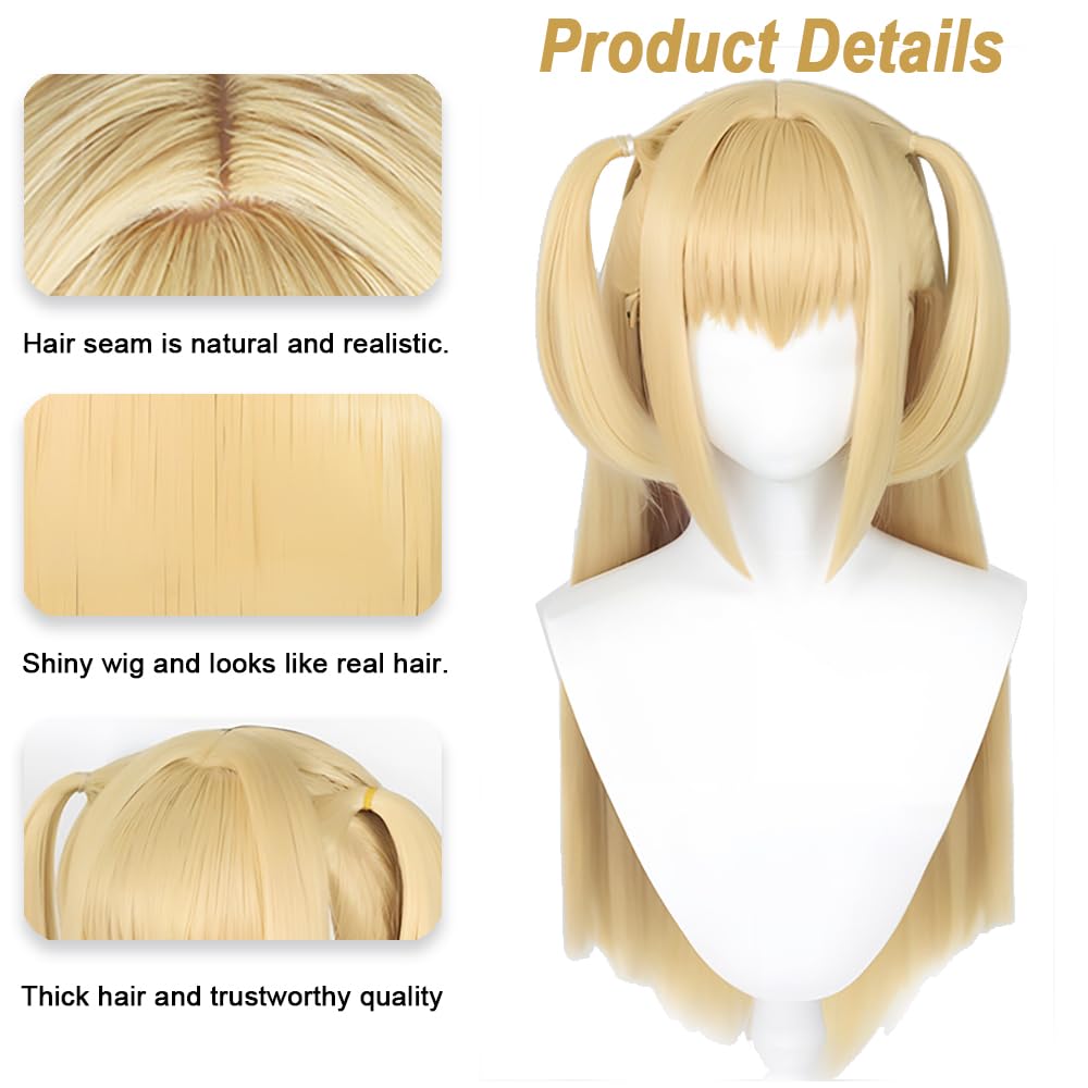 SEISAIDO Blonde Ponytails Cosplay Wig Long Straight Anime Cosplay Wig with Bangs + Wig Cap