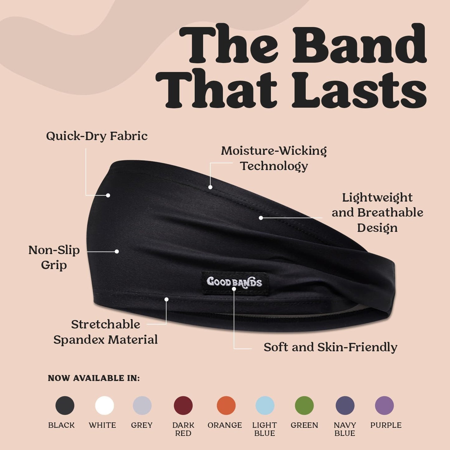 Skiennix Sweatband for Men & Women - Non-Slip Moisture-Wicking Headband for Sports & Gym