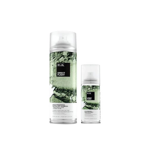 IGK Direct Flight Matcha Dry Shampoo - Oil Absorbing, Heat-Free Volume | Full & Travel Size | 2 Pack