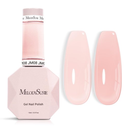 MelodySusie Jeweliver Nude Gel Nail Polish, 0.5Fl.oz Milky Gel Polish Pastel Color Soak Off UV LED Light Cure Gift for Women Manicure Nail Art DIY at Home JM08