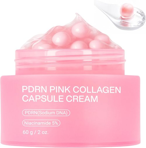 PDRN Pink Collagen Capsule Cream - Dual Texture Barrier Repair Moisturizer | Salmon DNA & 5% Niacinamide 2oz