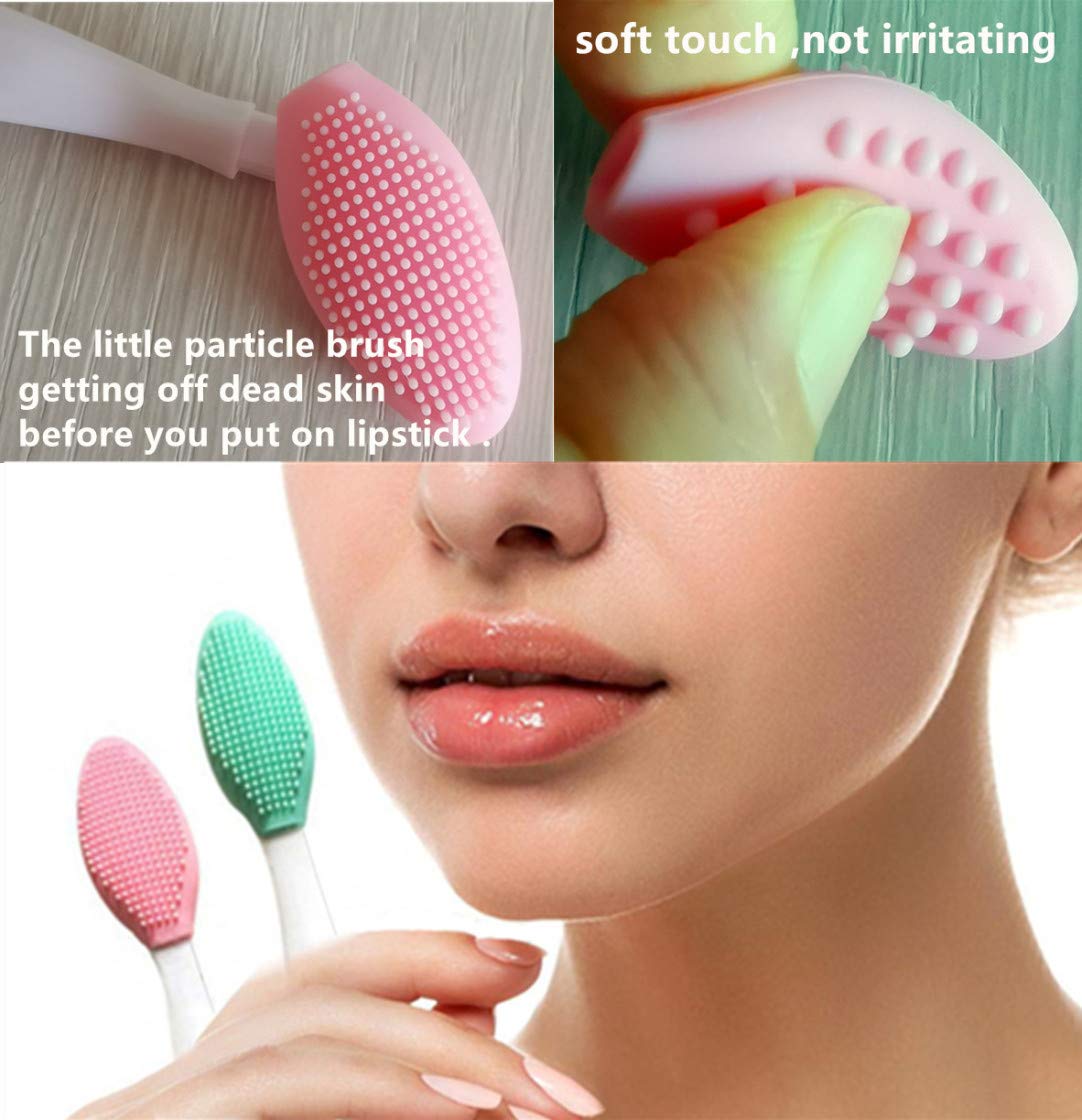 Skiennix Lip Scrub Brush Set - Double-Sided Silicone Exfoliator for Lightening Dark Lips | 3 Pcs