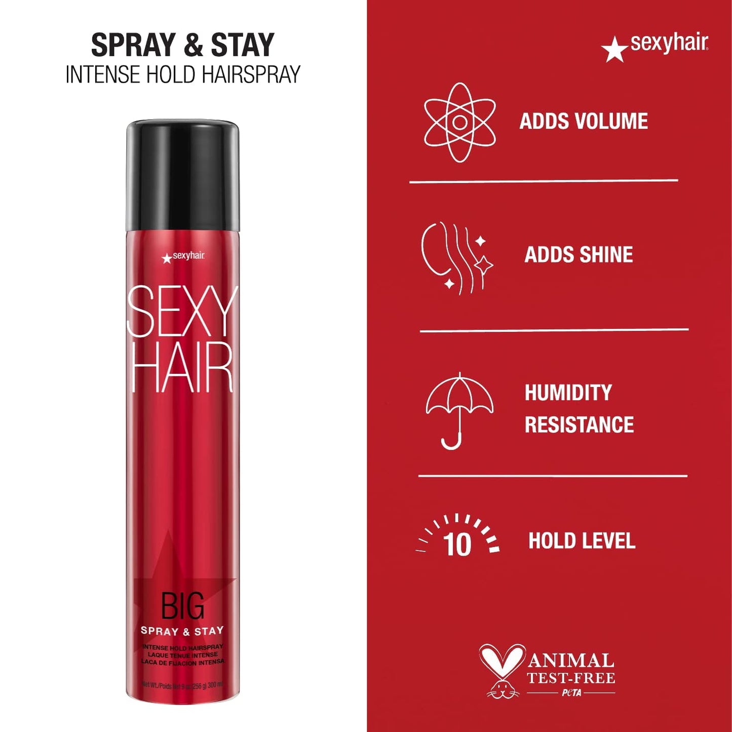 SexyHair Big Spray & Stay Hairspray - Extreme Hold & Shine | 72-Hour Humidity Resistance | All Hair Types