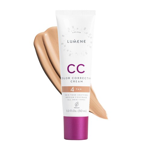 Lumene Color Correcting CC Cream - Lightweight Foundation for Glowing Skin - Medium Coverage - Vegan Formula - Tan (1 fl oz)