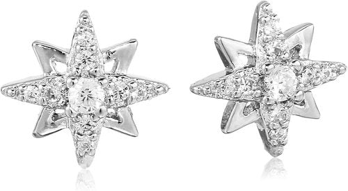 Amazon Collection Gold and Rhodium Plated Sterling Silver Cubic Zirconia Earrings
