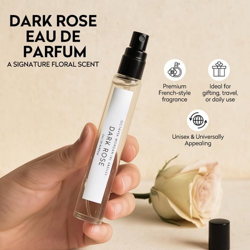 Octavia Morgan Dark Rose Eau De Parfum - Bold Vanilla & Black Rose Fragrance - Long-Lasting Unisex Perfume - 10ML Travel Size
