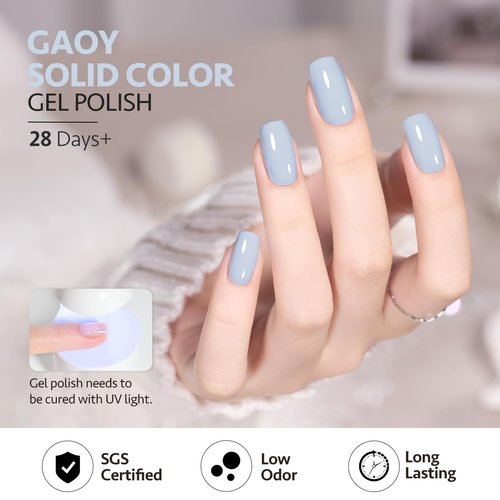 GAOY Pastel Blue Gel Nail Polish, 16ml Soak Off Gel Polish, UV Light Cure for Nail Art DIY Manicure at Home, 1996 Morning Mist