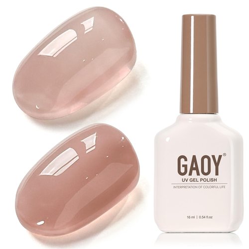 GAOY Jelly Nude Gel Nail Polish, 16ml Sheer French Base Soak Off Gel Polish, UV Light Cure for Nail Art DIY at Home, 4376 True Nude