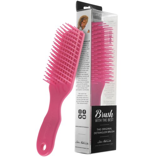 Felicia Leatherwood Pink Detangler Brush - Pain-Free Tangle Removal for Kinky, Curly, Wavy & Straight Hair | All Ages