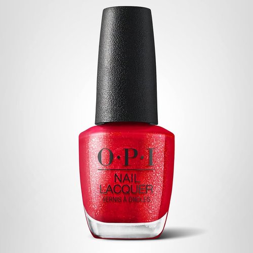 OPI Nail Lacquer Kiss My Aries | Opaque Bright Red Shimmer Chip Resistant Nail Polish | Big Zodiac Energy Collection