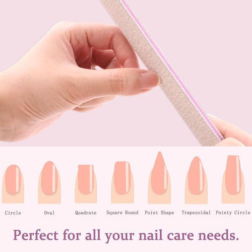 HeeYaa Nail File Set - 12 Professional Reusable 100/180 Grit Washable Tools for Gel & Acrylic Nails