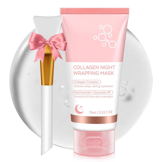 Skiennix Collagen Night Wrapping Mask - Hydrolyzed Collagen for Glowing Skin | 2.53 fl. oz.