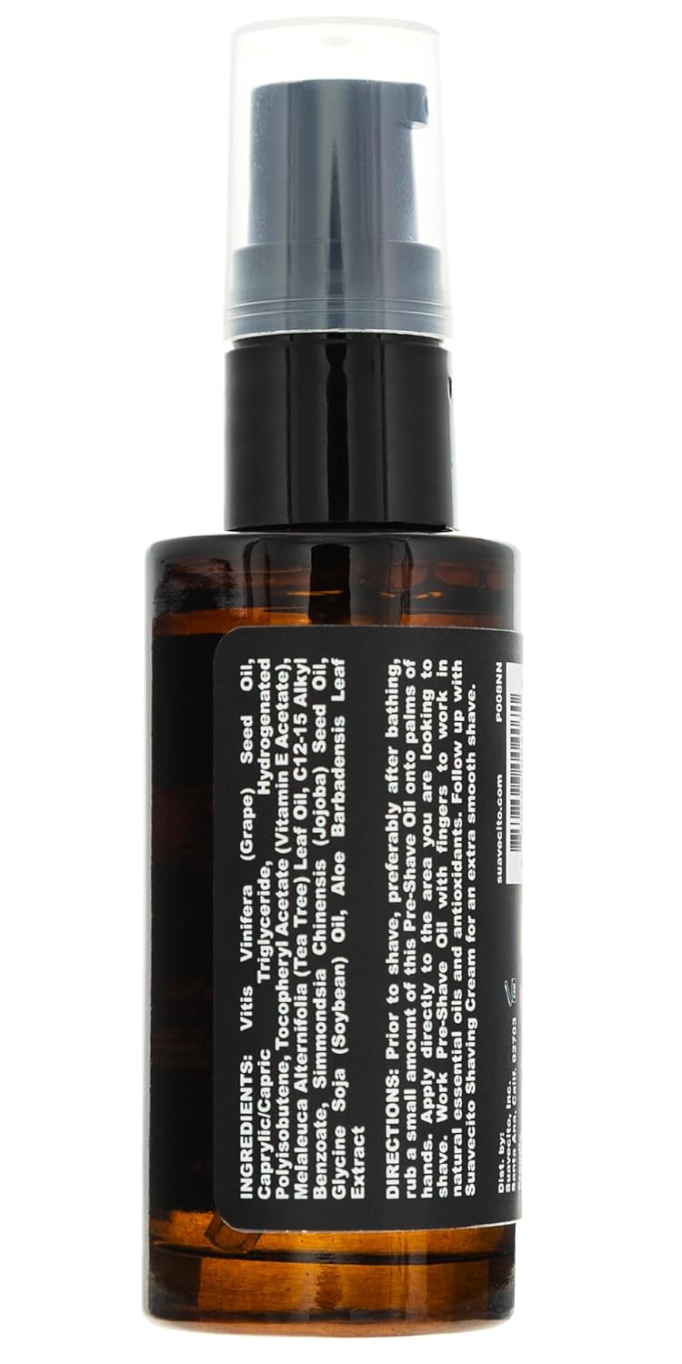 Suavecito Shave Oil - Softens Skin & Beard, Prevents Irritation - 1 oz Pump Bottle with Natural Ingredients & Vitamin E
