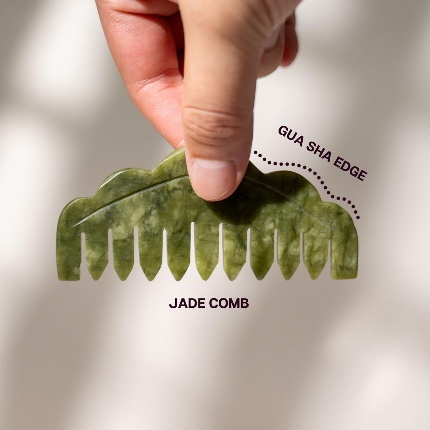 VRAIKO Natural Jade Comb Head Massager, Scalp Massage Comb and Gua Sha Scraping Tool, Meridians Massage Tool for Head Caring and Relaxation (Serpentine)