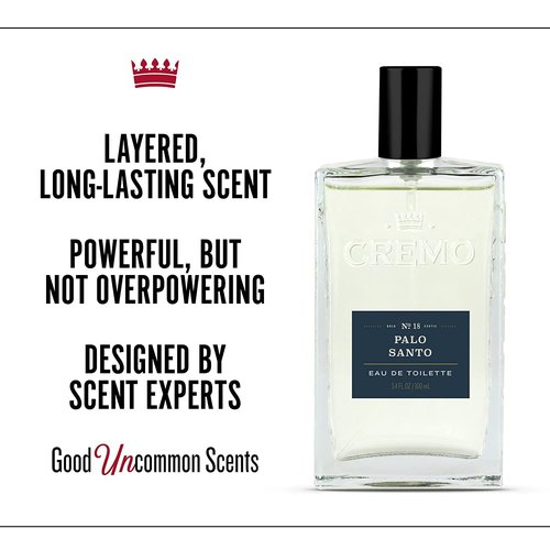 Cremo Cologne for Men - Palo Santo Mens Cologne Spray - A Combination of Bright Cardamom, Dry Papyrus and Aromiatic Palo Santo, Fragrances For Men, 3.4 Fl Oz
