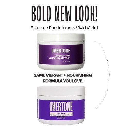 Overtone Vivid Violet Semi-Permanent Hair Color Conditioner - Nourishing Color Depositing Mask, 8 oz