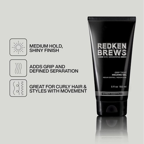 Redken Brews Holding Gel For Men - Medium Hold Styling & Shine | Flake-Free, Ideal For All Hair Types
