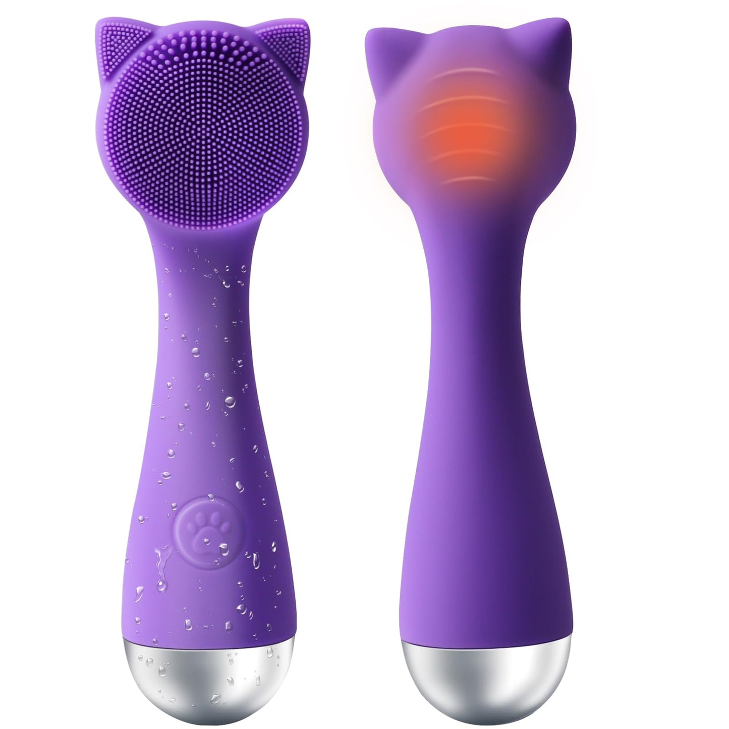 Facial Cleansing Brush, Silicone Face Scrubber Exfoliator for Men & Women, Electric Facial Brush Waterproof, with 3 Speeds Adjustable for Deep Cleaning, Removing Blackhead, Face Massaging (Purple)