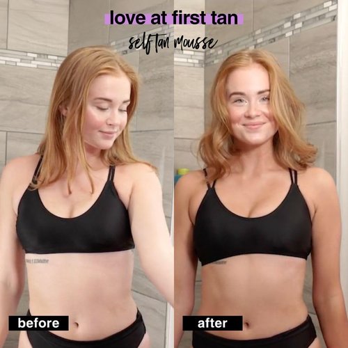 b.tan Violet Base Self Tanner Mousse - Love At First Tan | 1 Hour Express Foam for Dark Bronzing Glow, 6.7 Fl Oz